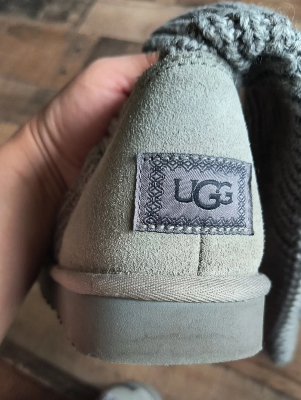 UGG Classic Cardy Gray Wool Blend Knit Boots Sz 10 Women